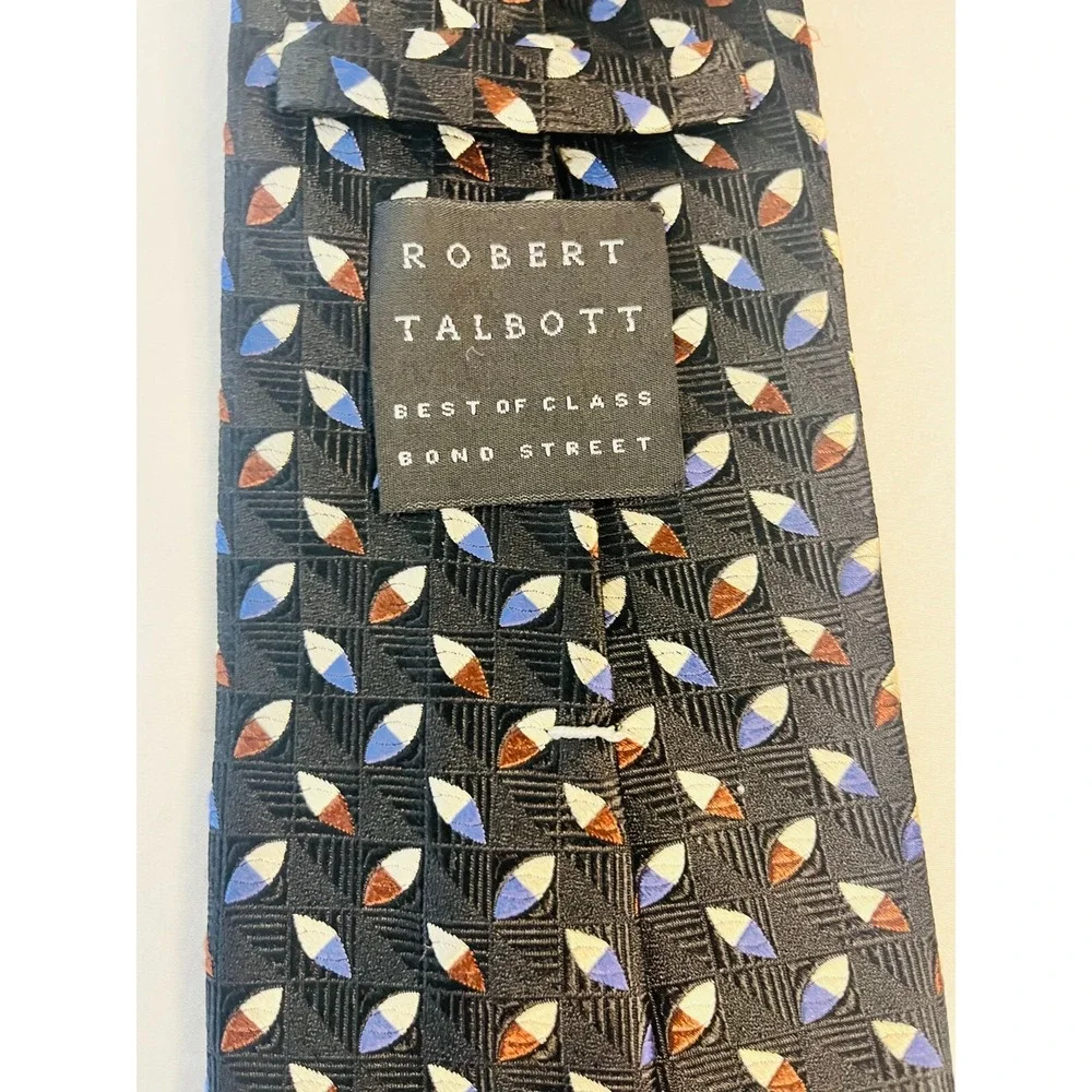 ROBERT‎ TALBOTT BEST OF CLASS COLORFUL GEOMETRIC TIE  100% SILK   MADE IN USA